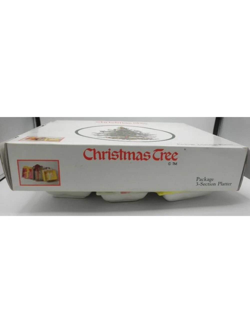 RCPC Ceramic 3-Section Christmas Present Gift Box Serving Tray w/Spode Box